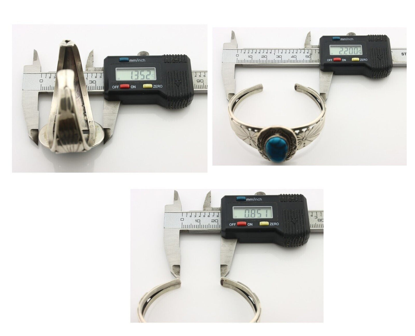 Navajo Bracelet 925 Silver Natural Fox Mine Turquoise Signed Doug Zachary C.80's