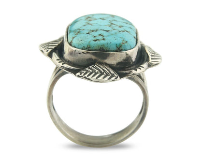 Navajo Ring 925 Sterling Natural Blue Turquoise Native Artist C.80's Size 7.25