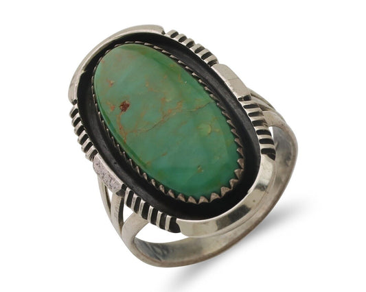 Navajo Ring 925 Silver Natural Turquoise Artist Signed William Denetdale C.80's