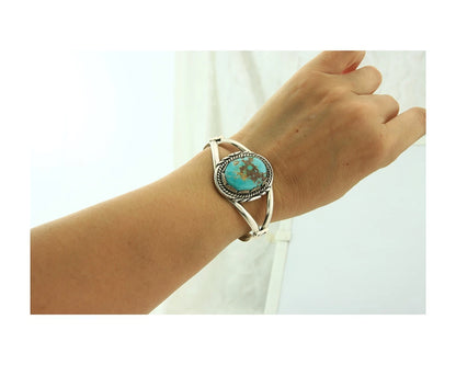 Navajo Cuff Bracelet Sterling Silver Turquoise Handmade Vintage Signed Sunrise