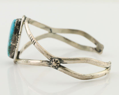 Navajo Bracelet 925 Silver Kingman Turquoise Artist Signed IJC C.80's