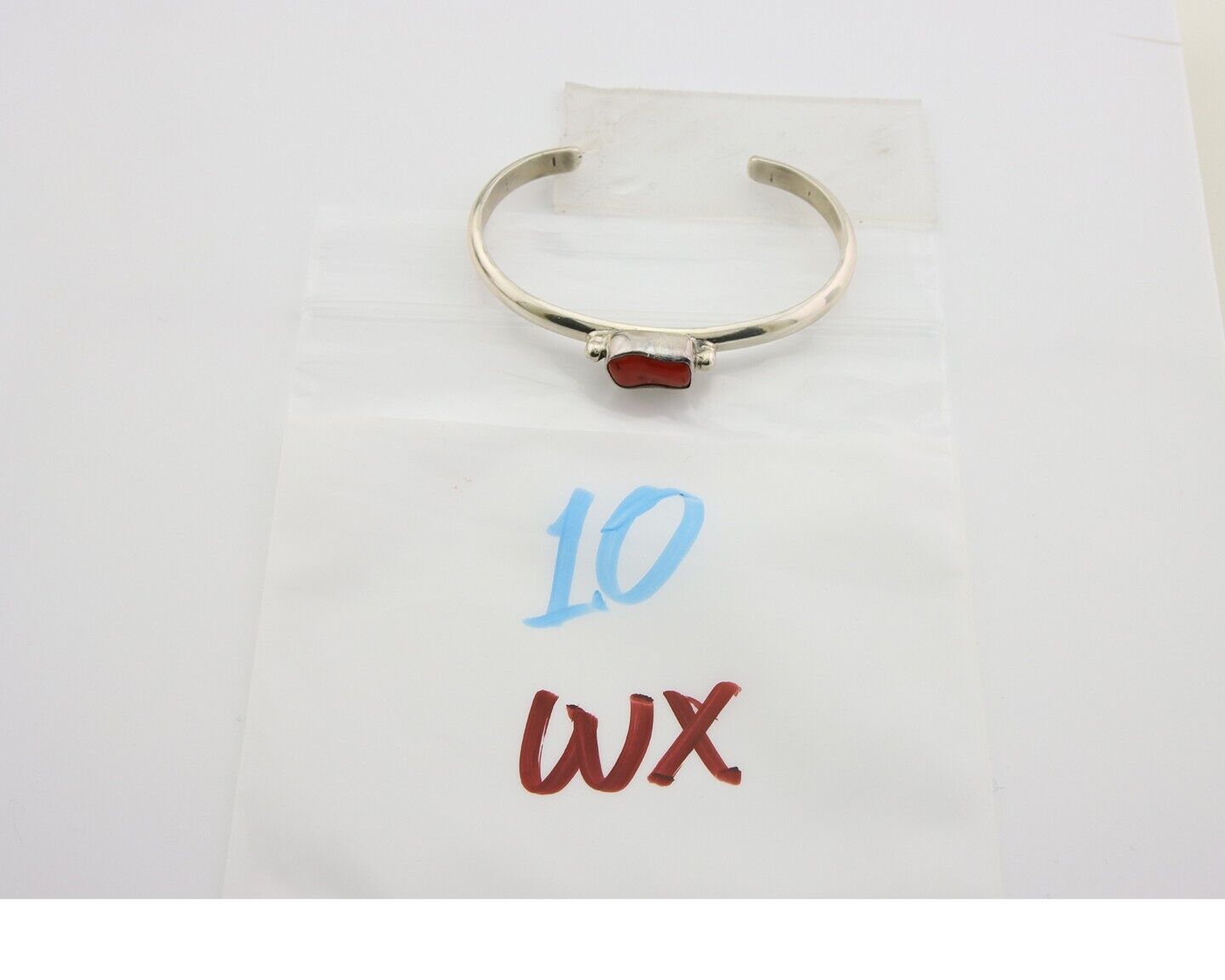 Navajo Bracelet .925 Silver Mediterranean Red Coral Cuff Native Artist C.80's