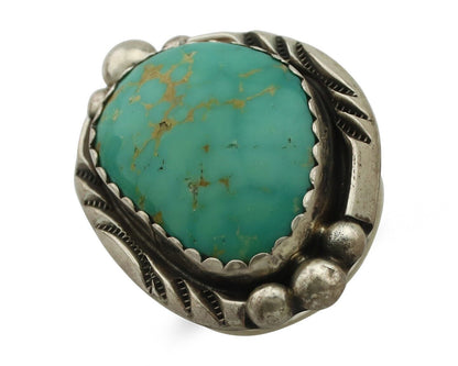 Navajo Ring 925 Silver Natural Spiderweb Turquoise Native American Artist C.80's