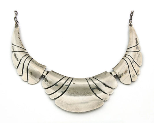 Navajo Necklace Sterling Silver Handmade Vintage Signed Montoya