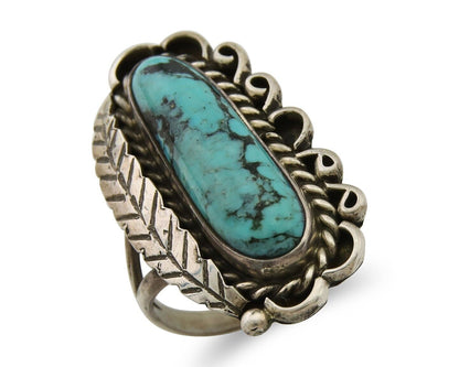 Navajo Ring .925 Sterling Blue Turquoise Artist Signed R Yazzie C.80's