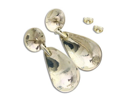 Navajo Earrings 925 Silver Turquoise & Coral Artist Signed Leeann Lee C.80's