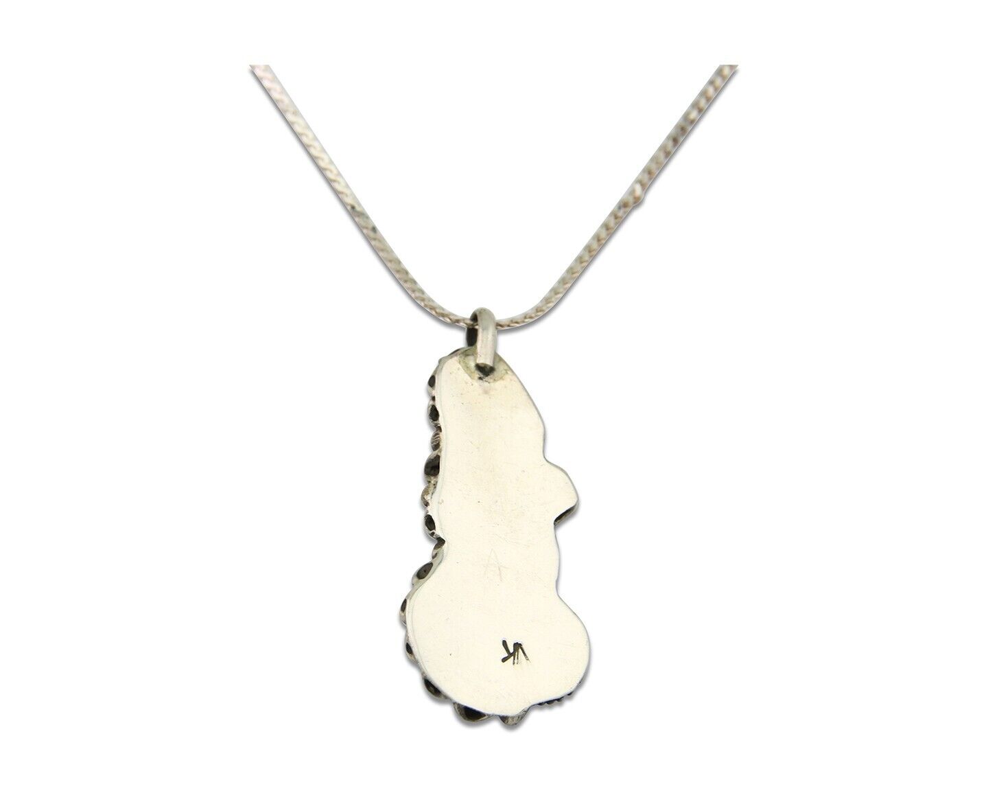 Navajo Necklace 925 Silver Spiderweb Turquoise Artist Signed VK C.80's