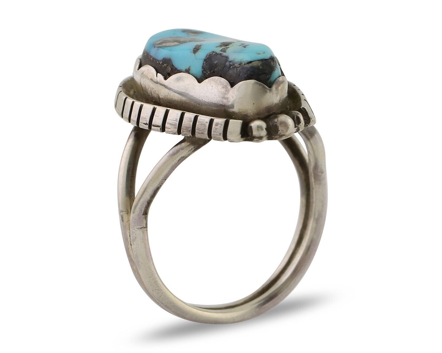 Navajo Handmade Ring 925 Silver Turquoise Signed Tony Guerro C.80's