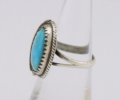 Navajo Ring 925 Silver Blue Kingman Turquoise Native American Artist C.80's