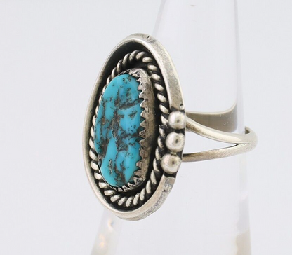 Navajo Ring 925 Silver Blue Nugget Turquoise Native American Artist C.80's