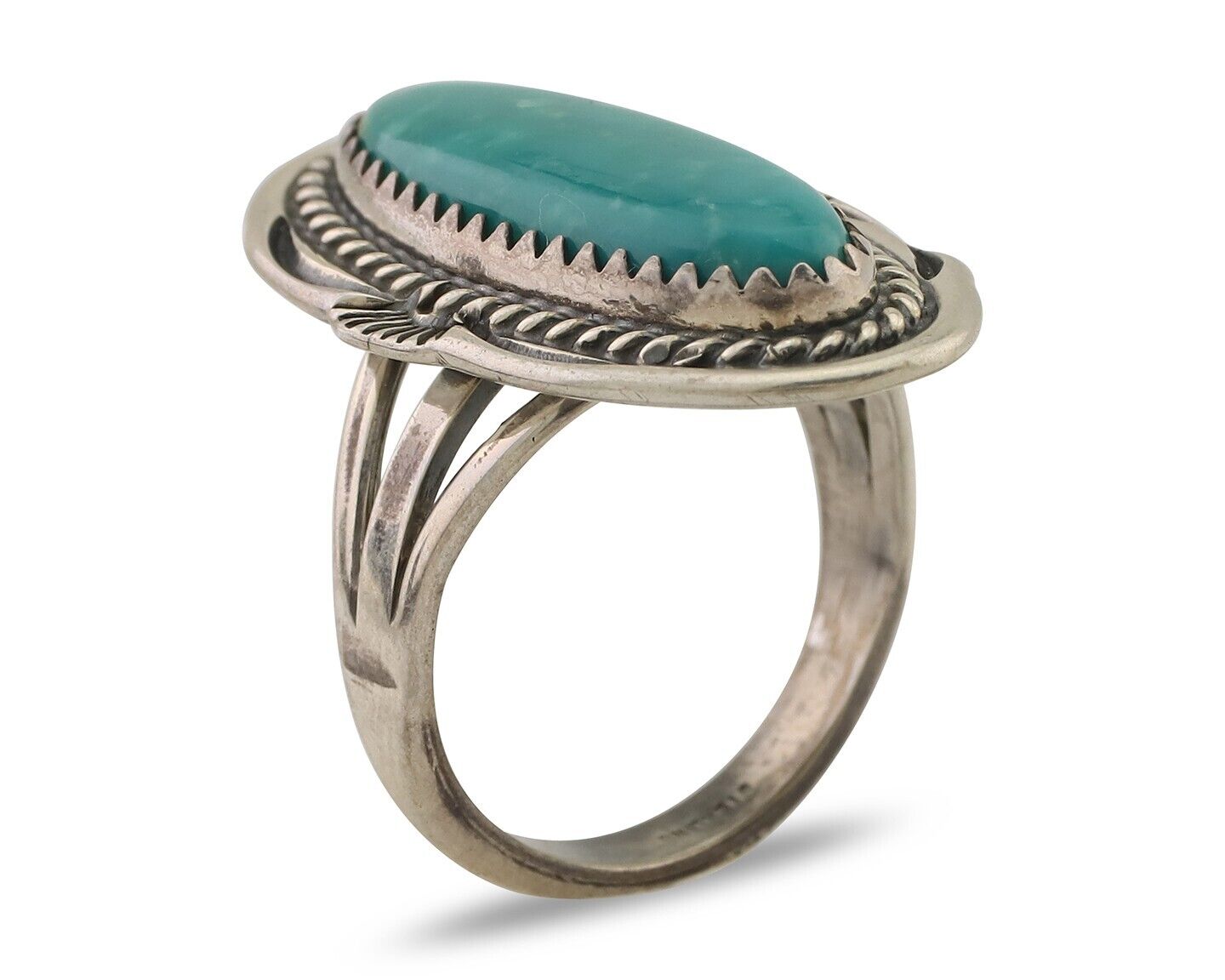 Navajo Ring 925 Silver Blue Turquoise Native Artist Signed M Begay C.80's