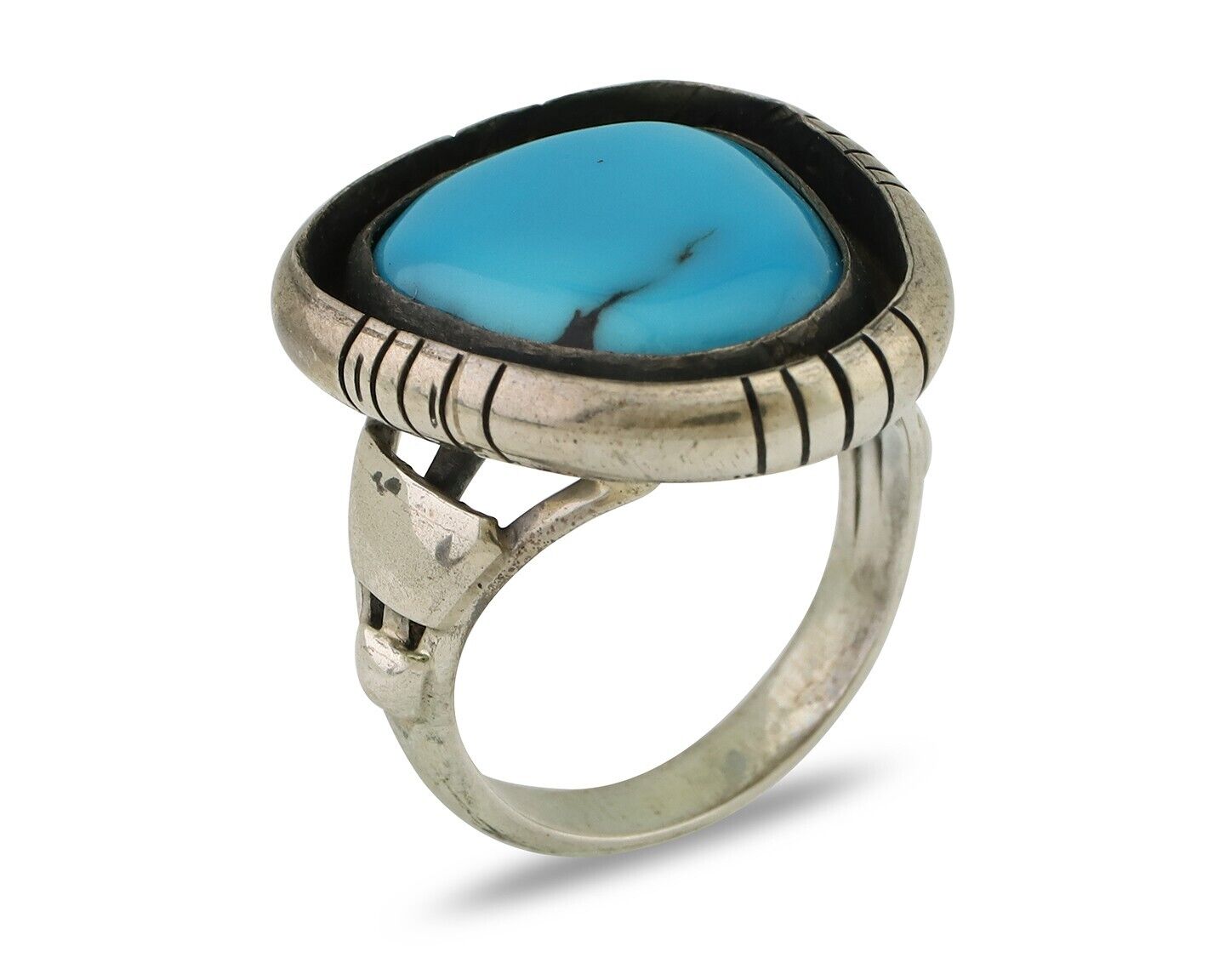 Navajo Ring 925 Silver Arizona Turquoise Signed M Montoya C.80's