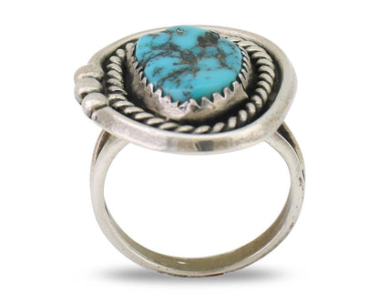 Navajo Ring 925 Silver Blue Nugget Turquoise Native American Artist C.80's