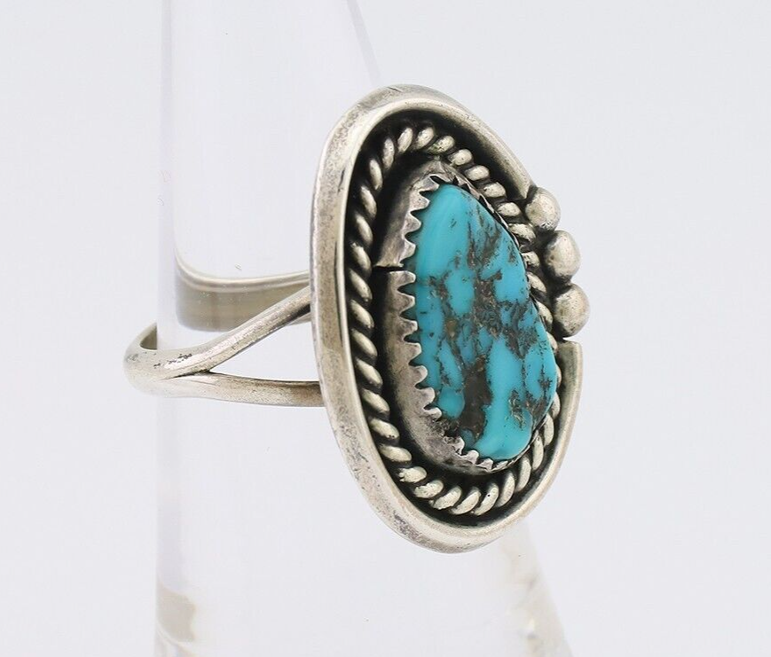 Navajo Ring 925 Silver Blue Nugget Turquoise Native American Artist C.80's