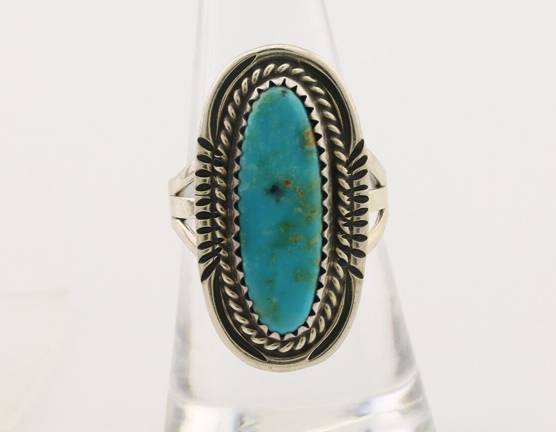 Navajo Ring 925 Silver Blue Turquoise Native Artist Signed M Begay C.80's