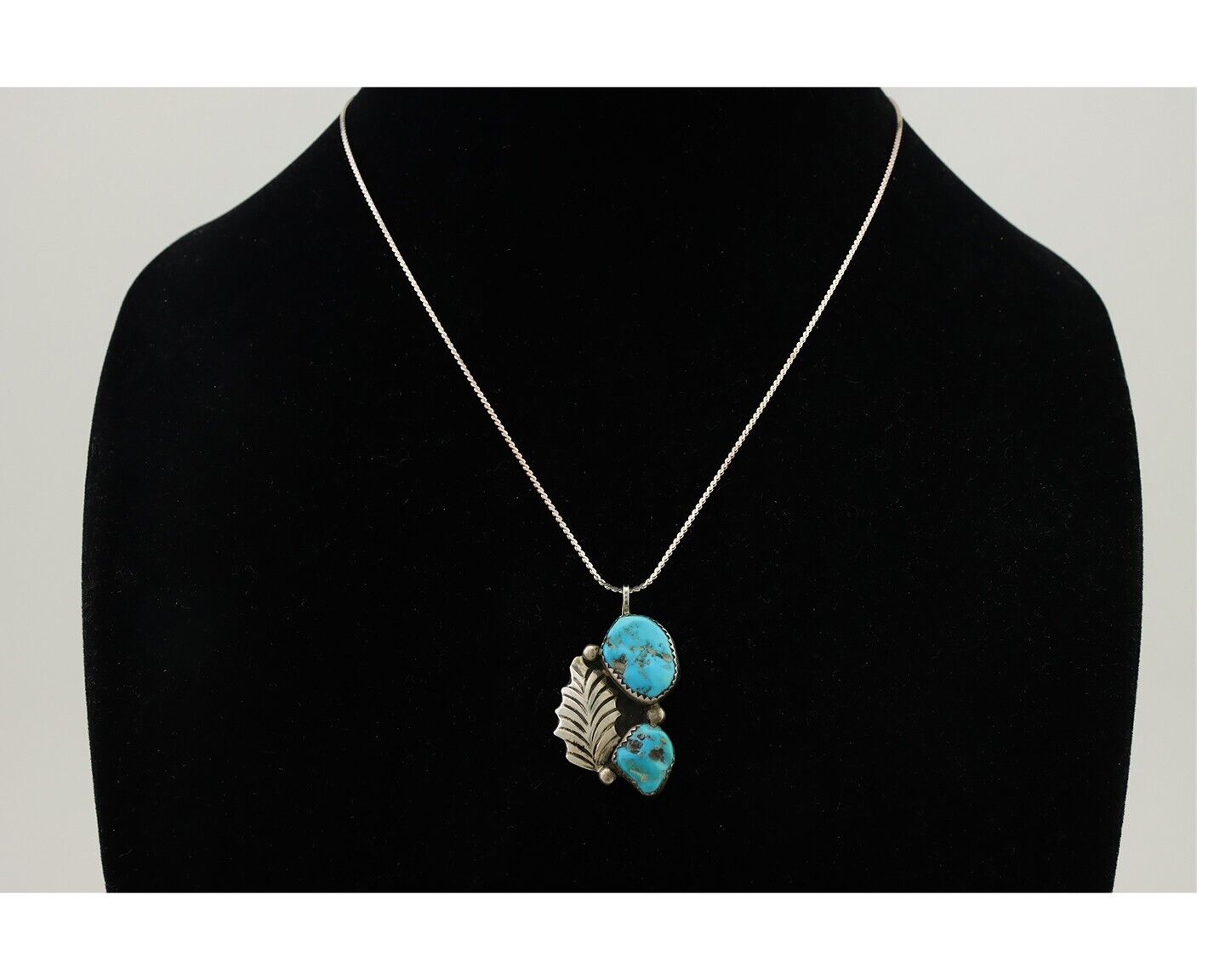 Zuni Necklace 925 Silver Blue Turquoise Artist Signed EMY C.80's