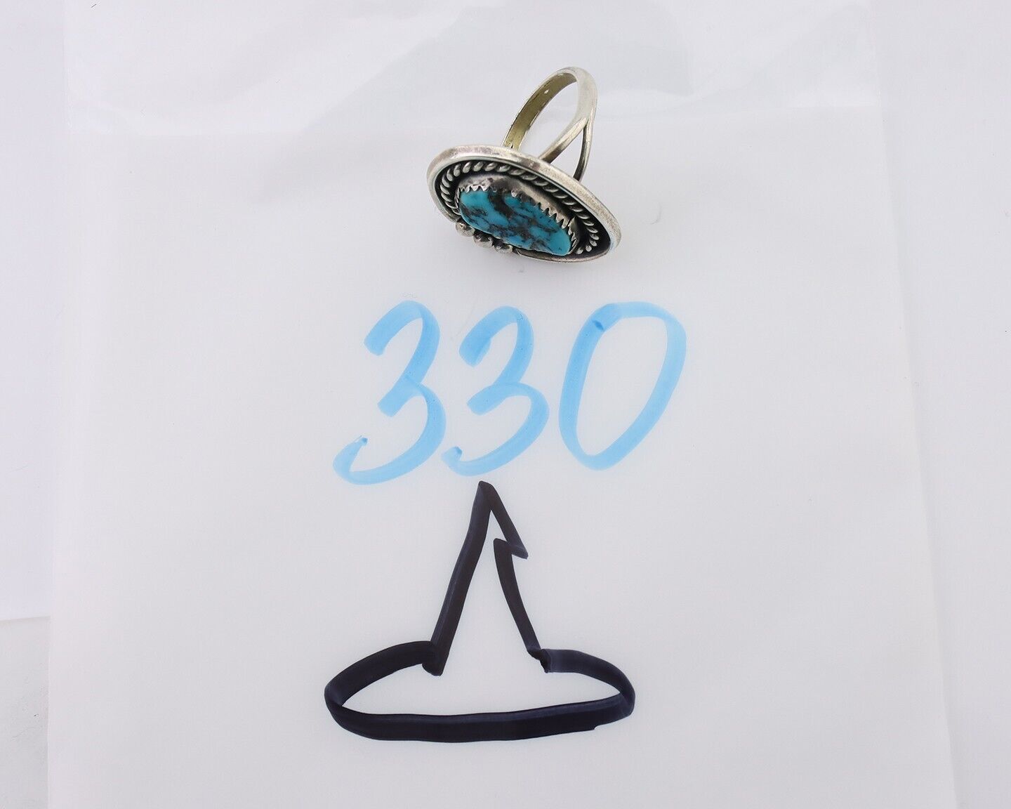 Navajo Ring 925 Silver Blue Nugget Turquoise Native American Artist C.80's