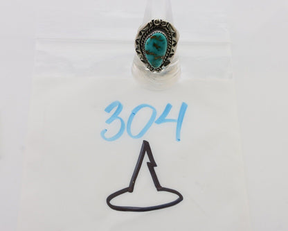 Navajo Ring 925 Silver Gem Blue Turquoise Native American Artist C.80's