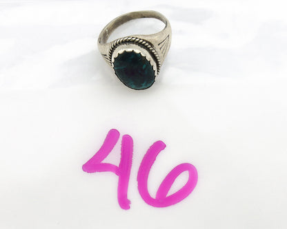 Navajo Ring .925 Silver Black Turquoise Native American Artist C.80's