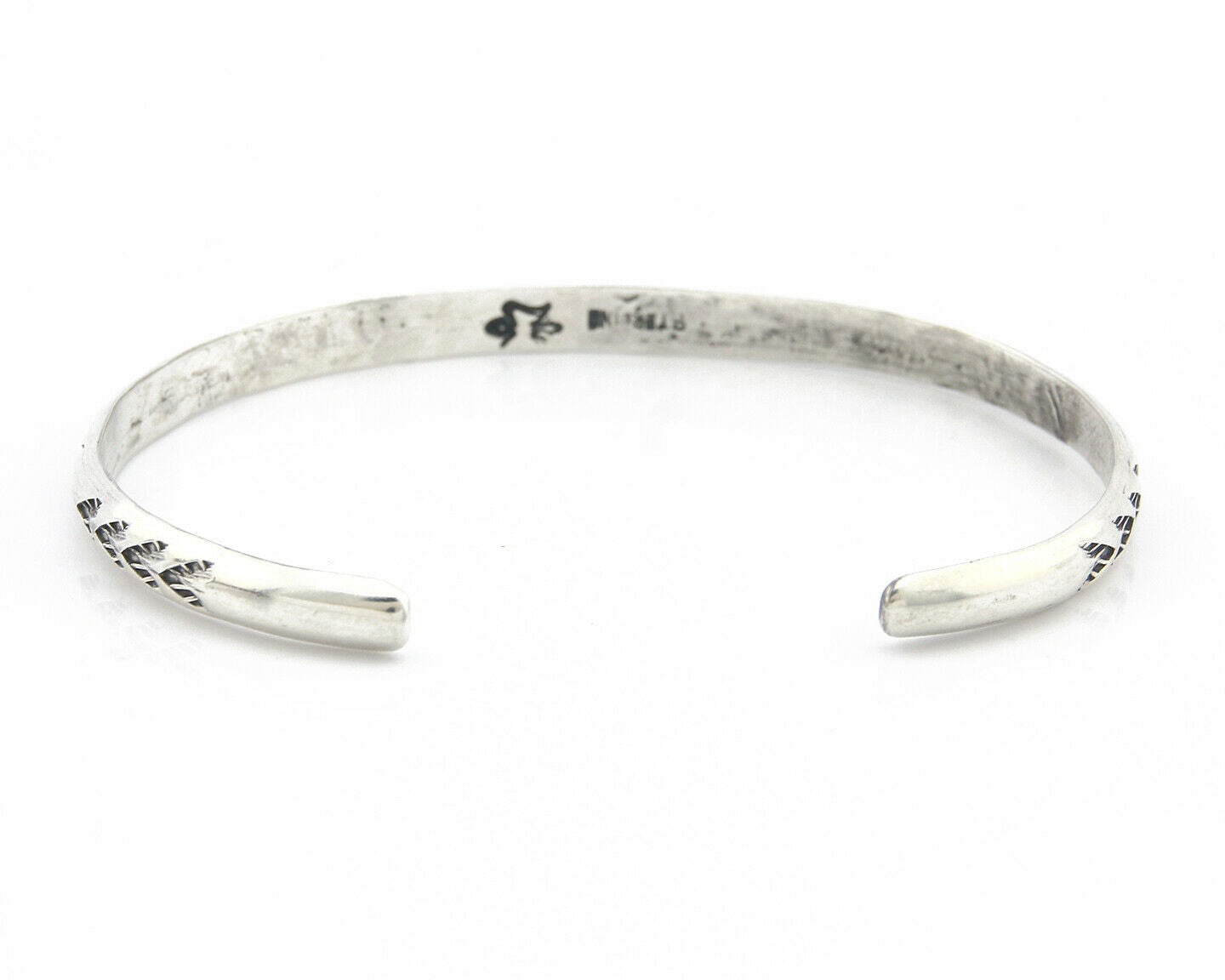 Navajo Bracelet .925 Silver Hand Stamped Arrow Head Artist Montoya C.80's