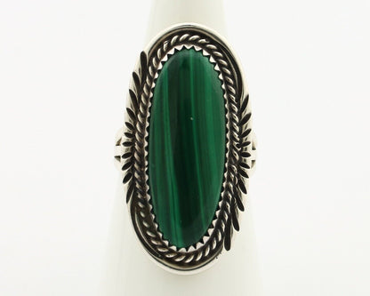Navajo Ring .925 Silver Malachite Hand Stamped Signed William Denetdale C.80's
