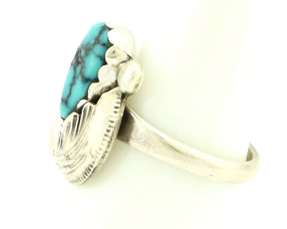 Zuni Ring 925 Silver Spiderweb Turquoise Artist Signed Simplicio C.80's