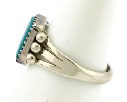 Navajo Ring .925 Silver Morenci Turquoise Native American Artist C80s