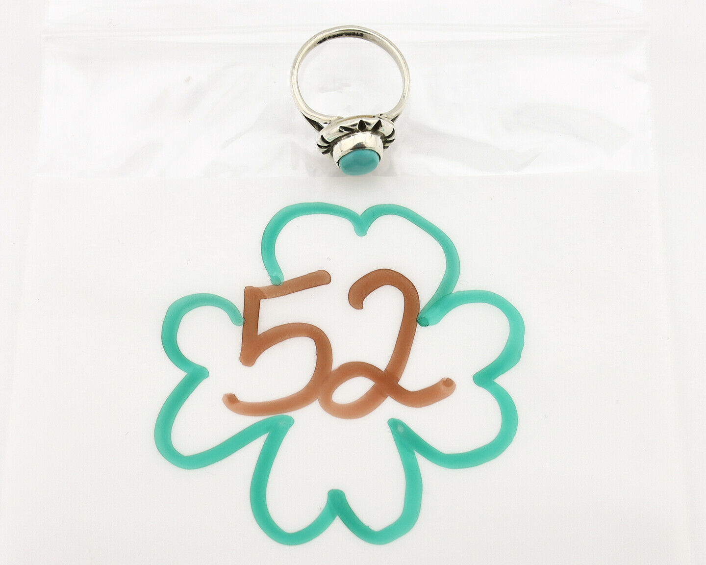 Navajo Ring .925 Silver Kingman Turquoise Artist Signed Gecko C.90's