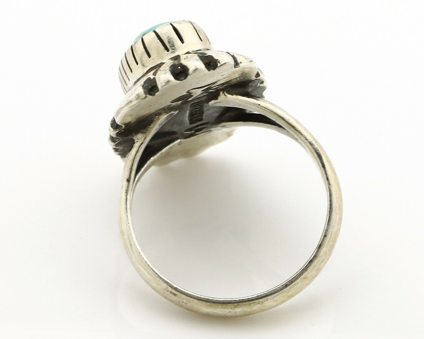 Navajo Ring .925 Silver Arizona Turquoise Signed M Montoya C.80's