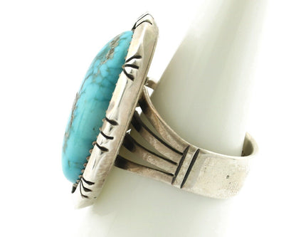 Navajo Ring 925 Silver Morenci Turquoise Artist Signed M Thompson C.80's