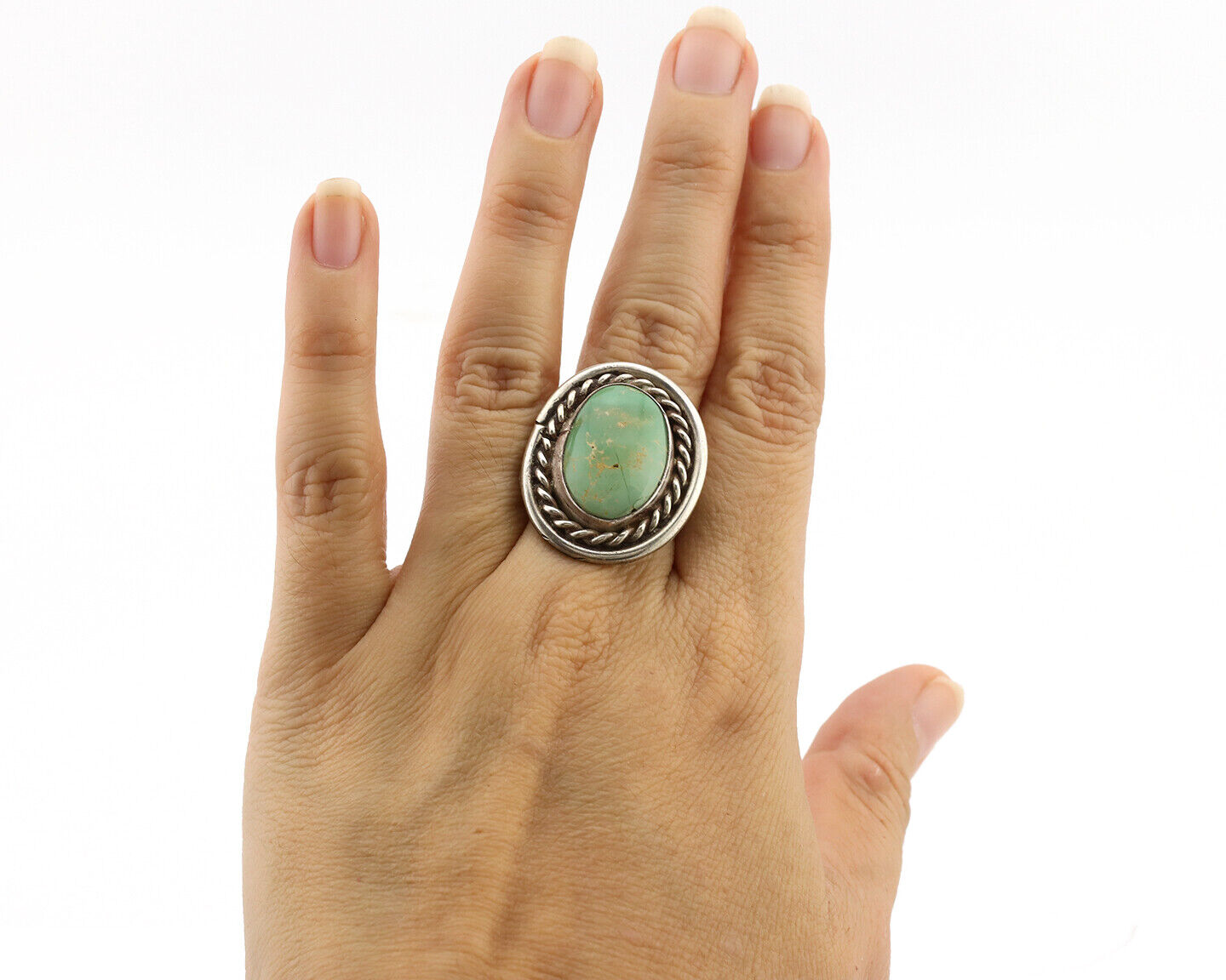 Navajo Ring .925 Silver Royston Turquoise Native American Artist C.1980's