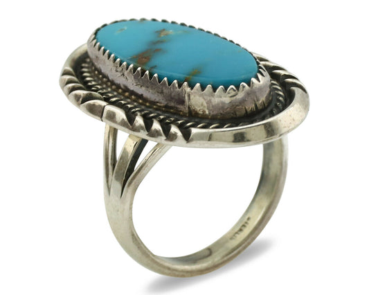Navajo Ring .925 Silver Kingman Turquoise Artist Native American C.1980's