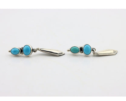 Navajo Earrings 925 Silver Natural Blue Turquoise Native American Earrings C80's