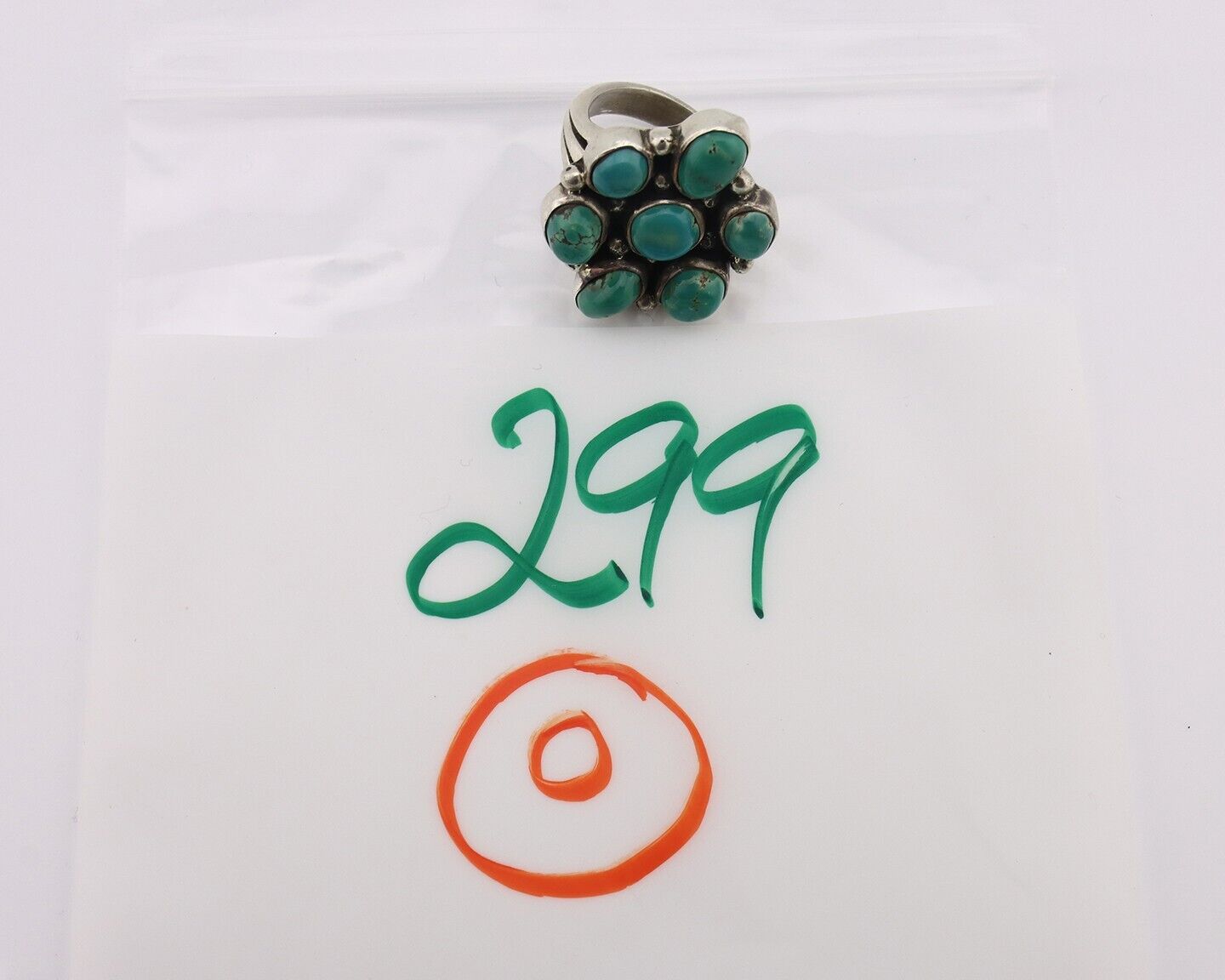 Navajo Ring .925 Silver Natural Blue Turquoise Artist Signed LP C.80's