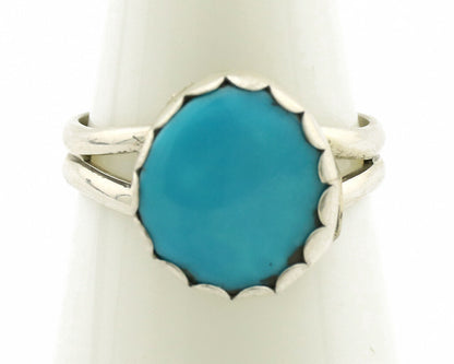 Navajo Ring .925 Silver Sleeping Beauty Turquoise Native American Artist C.1980s
