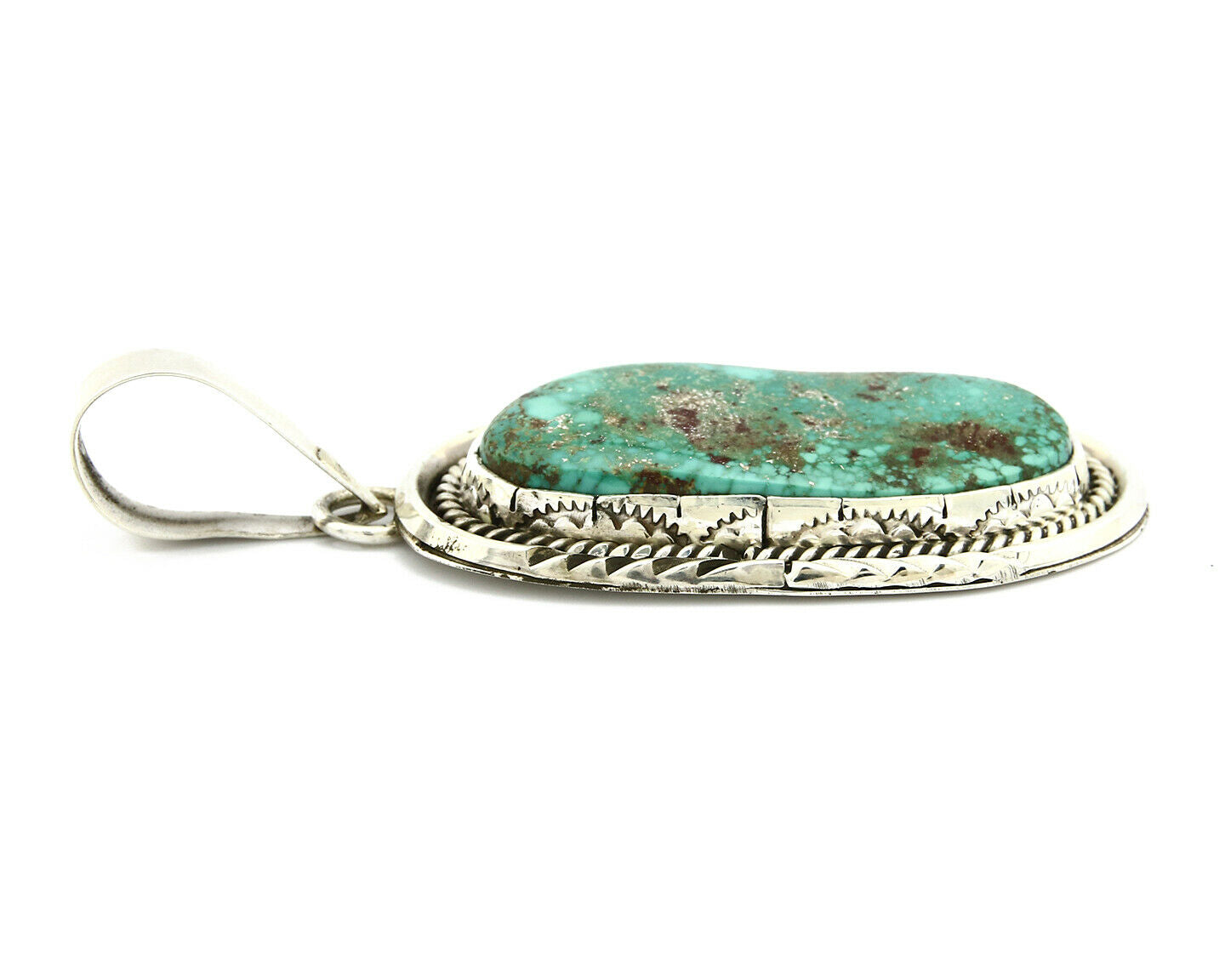 Navajo Pendant .925 Silver Royston Turquoise Signed Lee Bennett C.80's