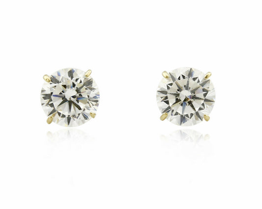 SOLID 14k Yellow Gold 5.0mm Wide Top Grade CZ Pushback Stud Earrings