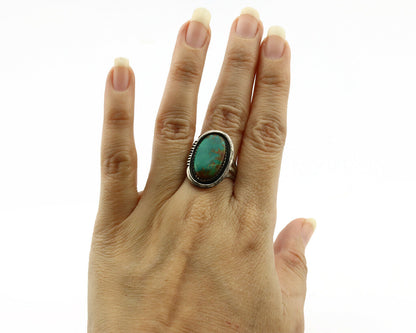 Navajo Ring .925 Silver Kingman Turquoise Native American Artist C.1980's
