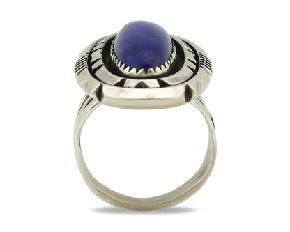 Navajo Ring 925 Silver Natural Lapis Lazuli Artist Signed William Denetdale C80s