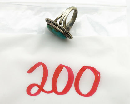 Navajo Ring .925 Silver Kingman Turquoise Signed B C.1980's
