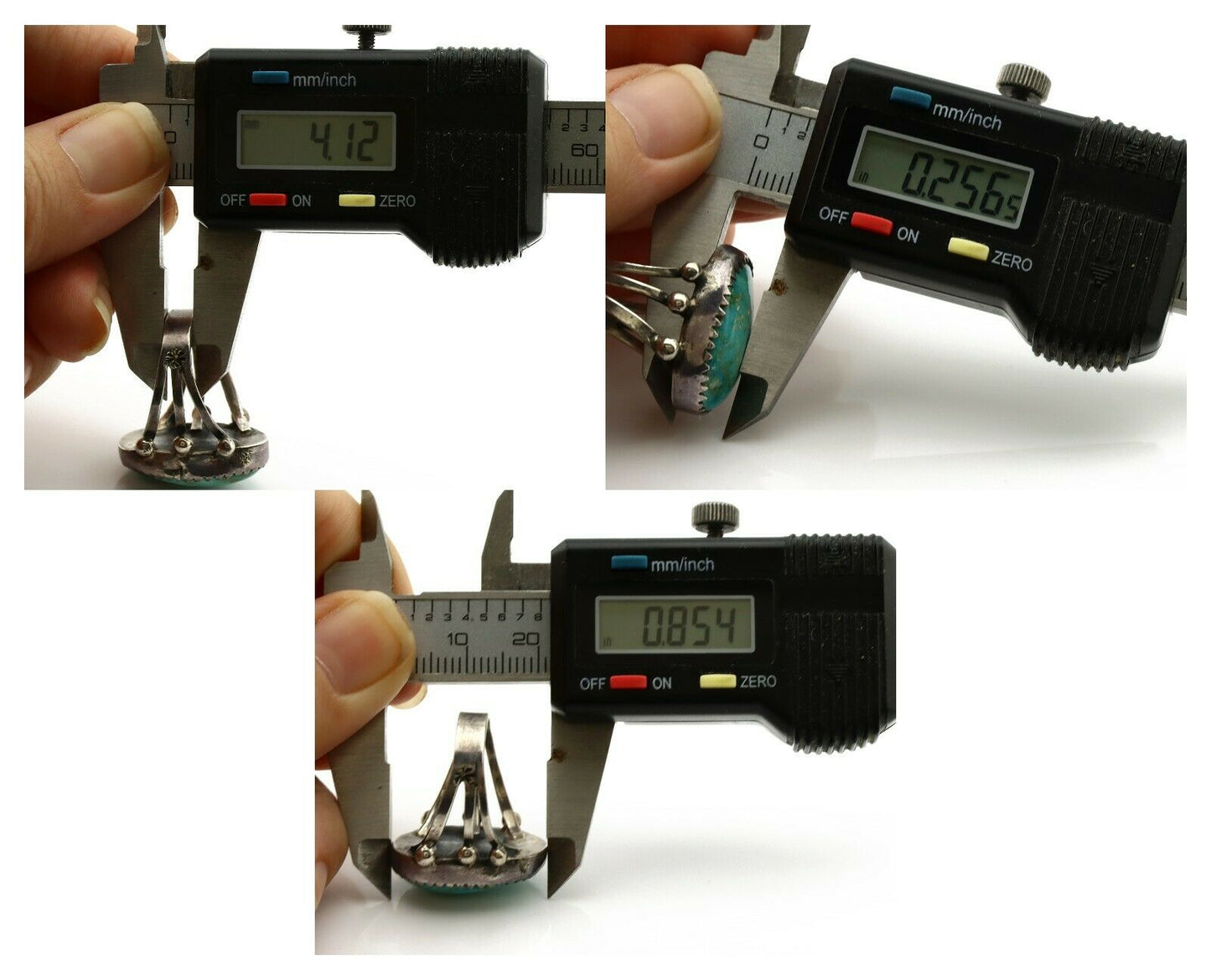 Navajo Ring .925 Silver Blue Turquoise Native American Artist C.1980's