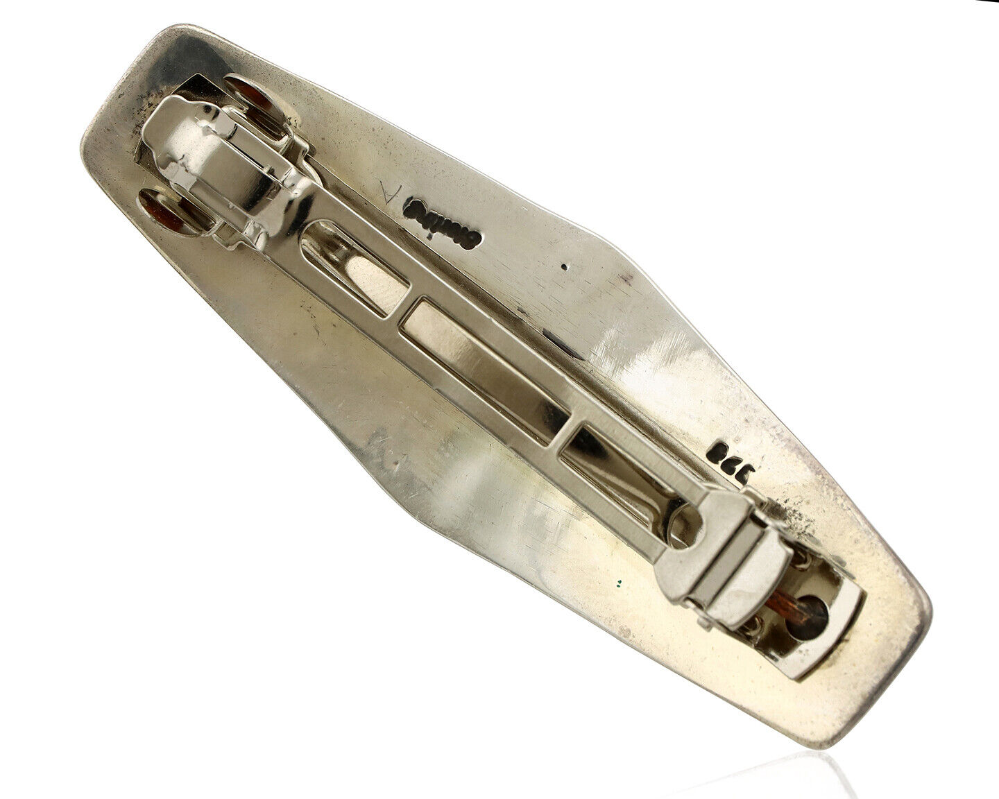 Navajo Hair Clip Barrette 925 Silver Blue Turquoise Native American Artist C.80s