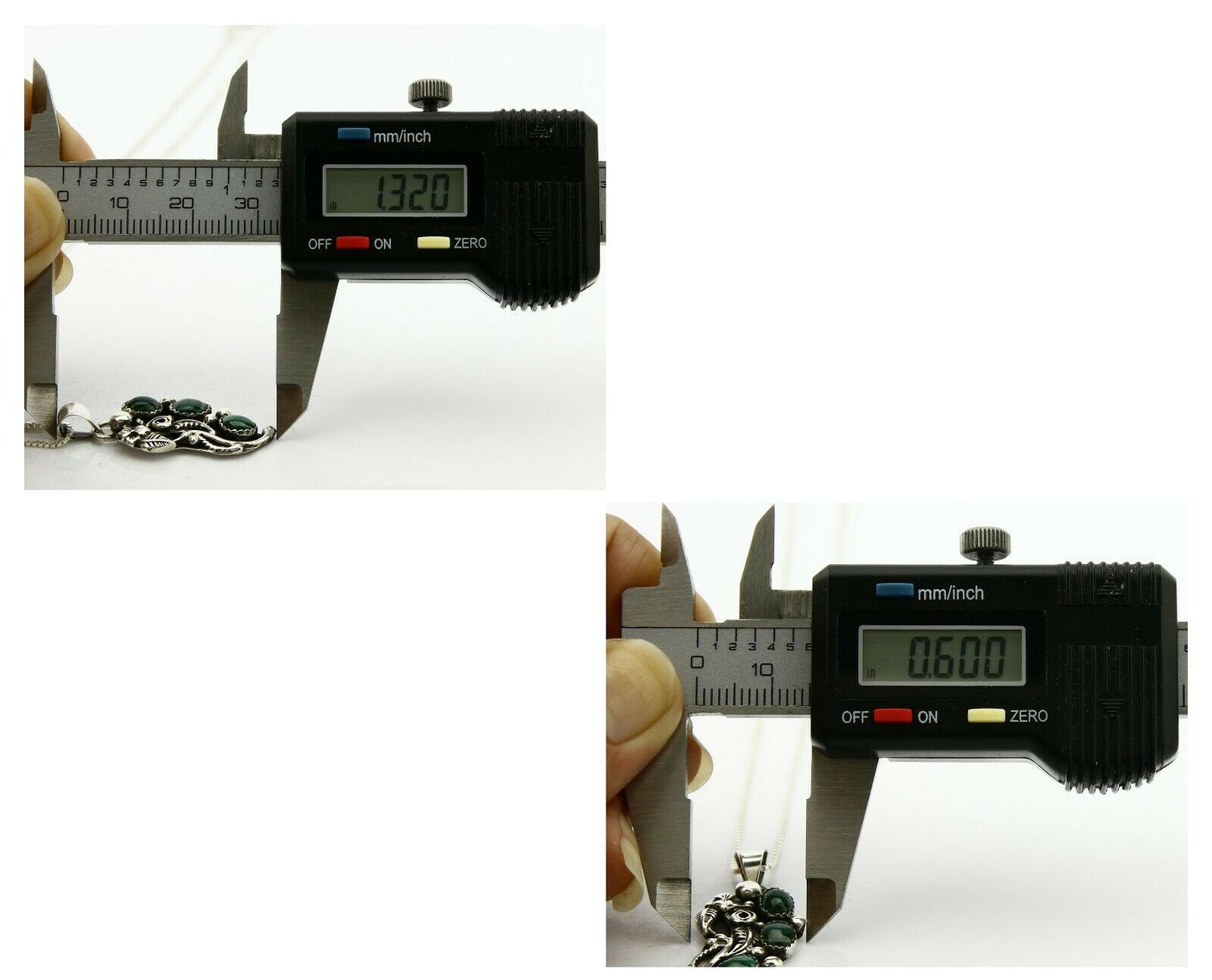 Women's Navajo Pendant .925 Silver Malachite Handmade Signed Begay