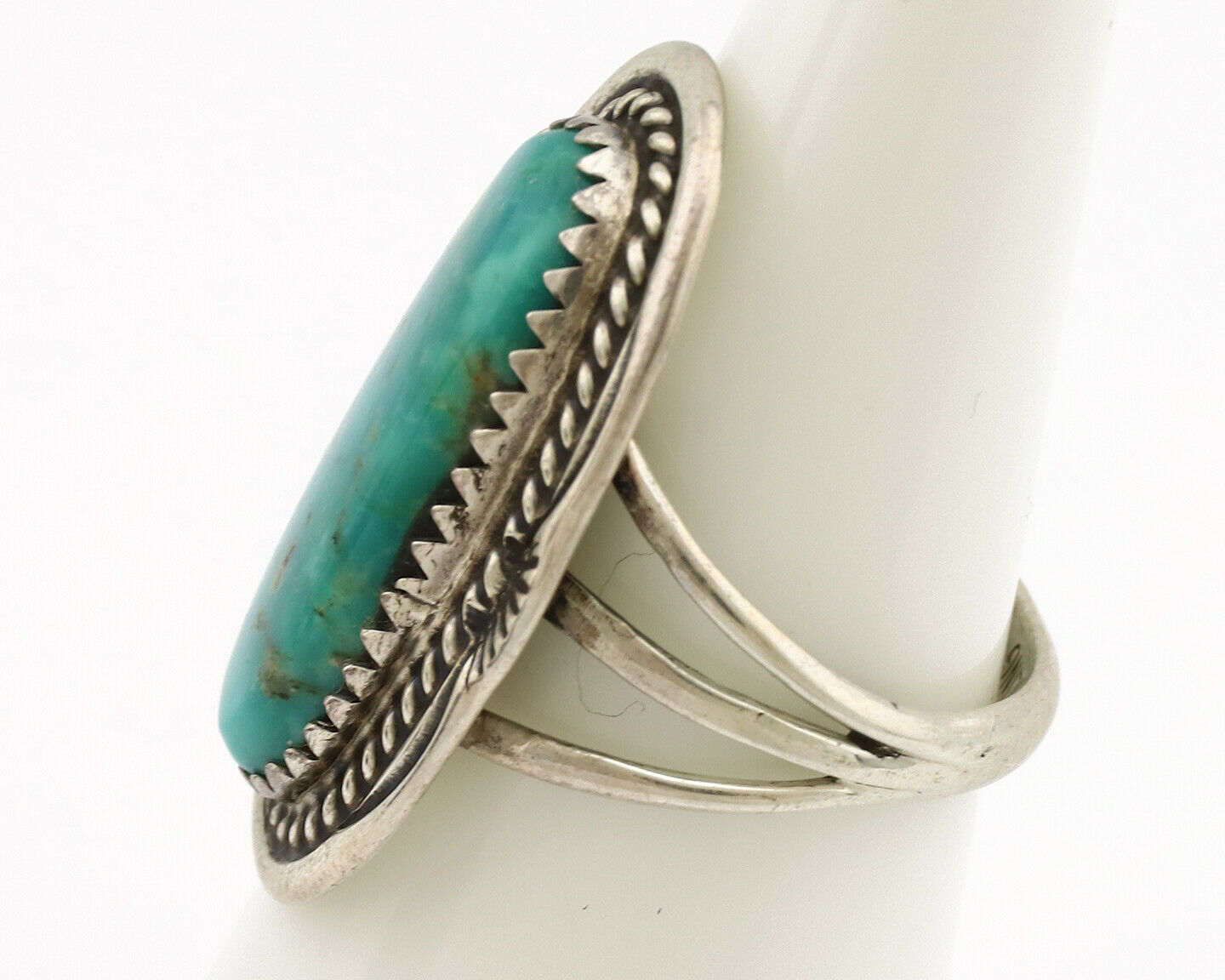 Navajo Ring .925 Silver Nevada Turquoise Native American Artist C.1980's