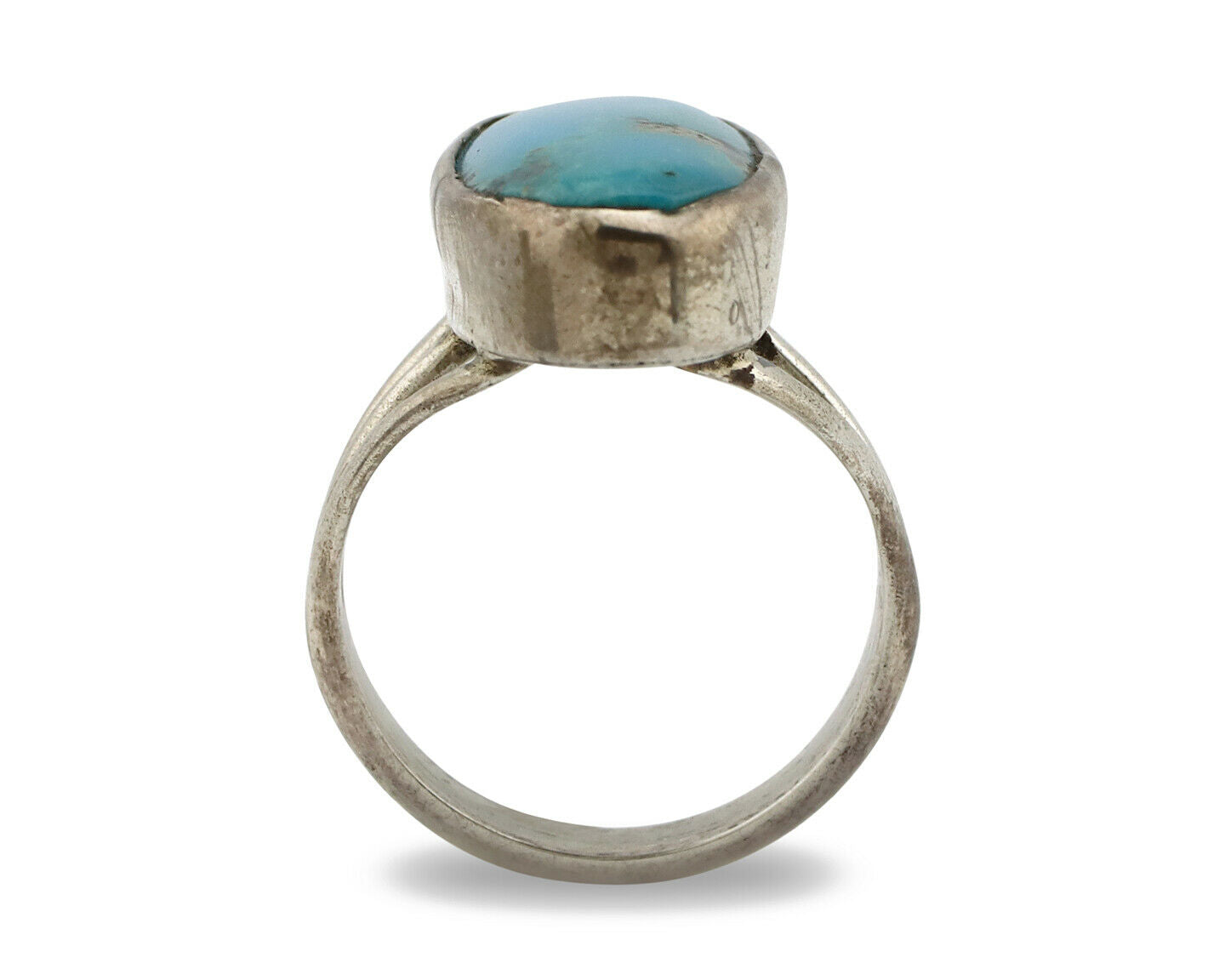 Navajo Ring .925 Silver Arizona Turquoise Native American Artist C80s