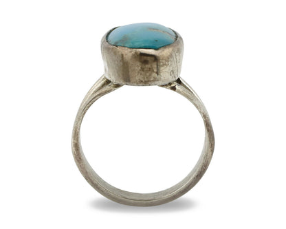 Navajo Ring .925 Silver Arizona Turquoise Native American Artist C80s