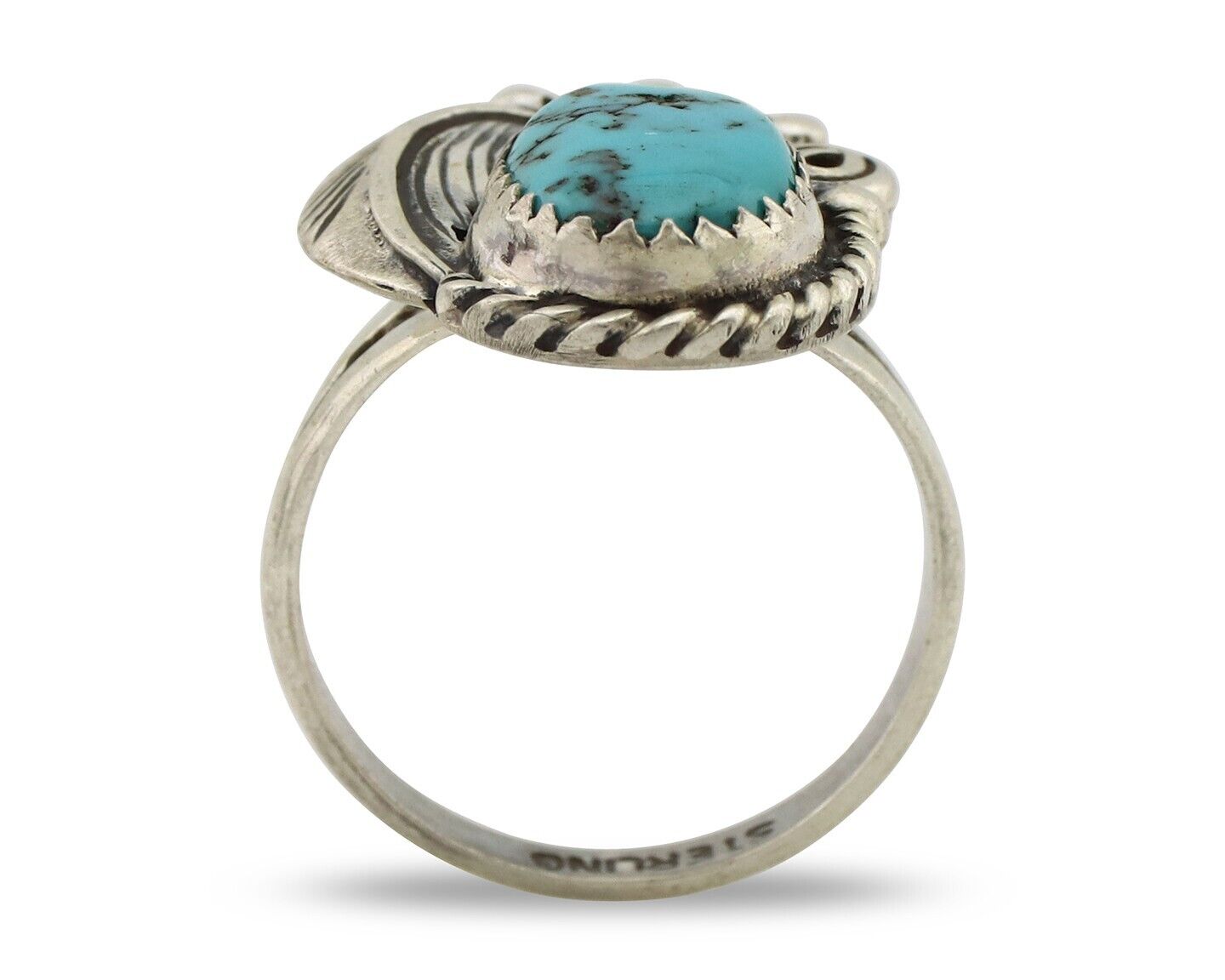 Navajo Ring 925 Silver Natural Blue Turquoise Native American Artist C.80's