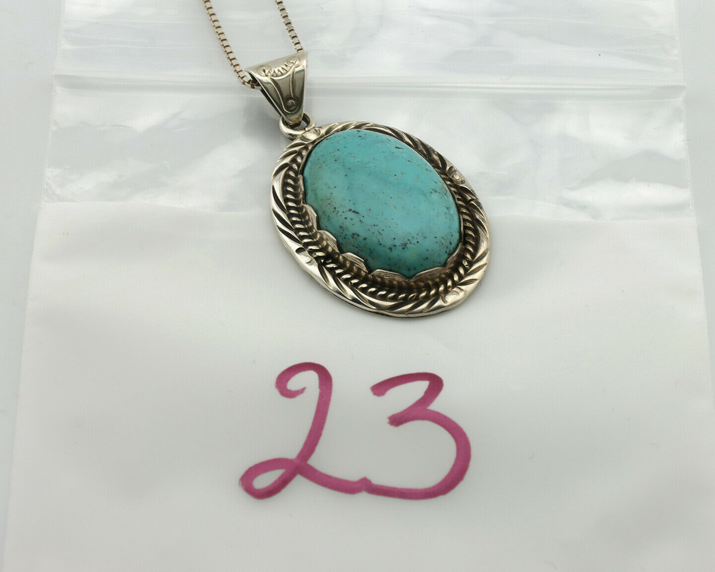 Navajo Handmade Pendant Necklace .925 Silver Artist Signed Sunrise C.80's