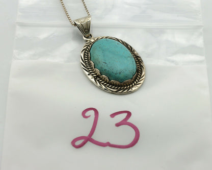 Navajo Handmade Pendant Necklace .925 Silver Artist Signed Sunrise C.80's