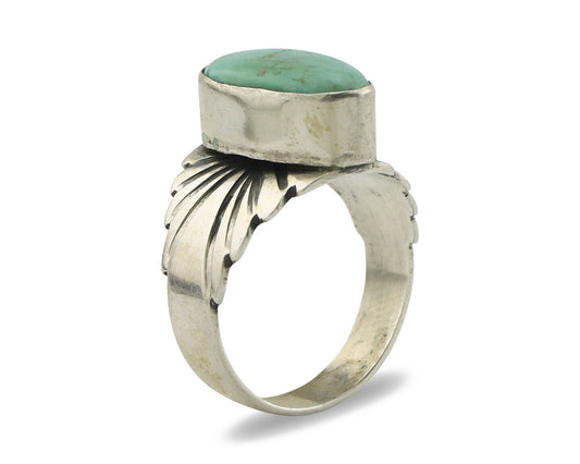 Navajo Ring .925 Silver Kingman Turquoise Artist Signed Apache C.80's